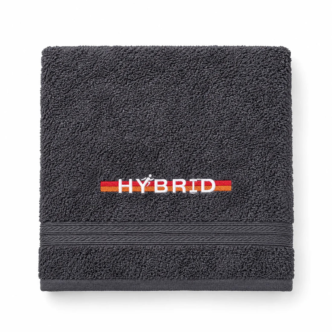 מגבת ספורט HYBRID בגוון אפור כהה עם לוגו רקום